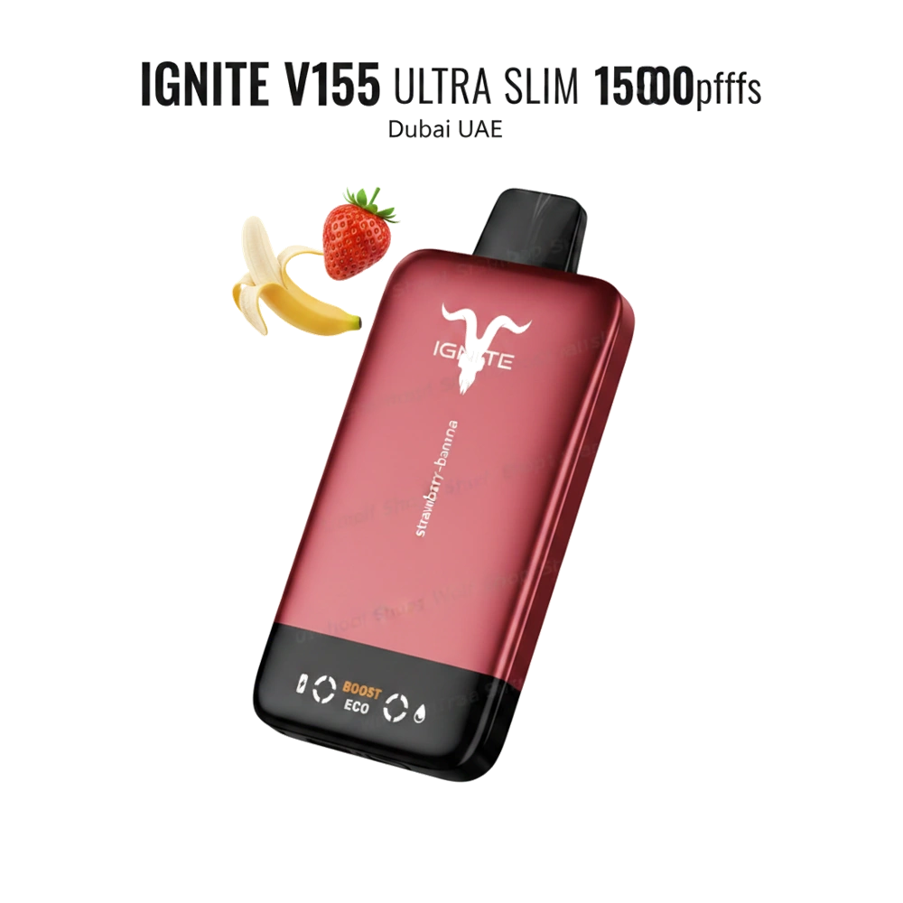 IGNITE V155 15500puffs Disposable Vape Ultra Slim Dubai UAE Strawberry Banana Flavor -- Buy Disposable Vape Dubai UAE