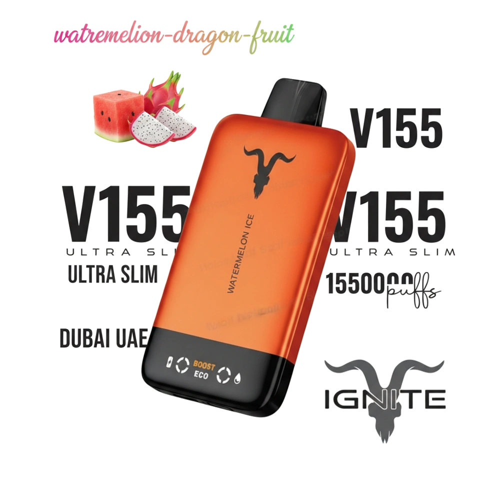 IGNITE V155 15500puffs Disposable Vape Ultra Slim Dubai UAE Watermelon Dragon Fruit Flavor -- Buy Disposable Vape Dubai UAE
