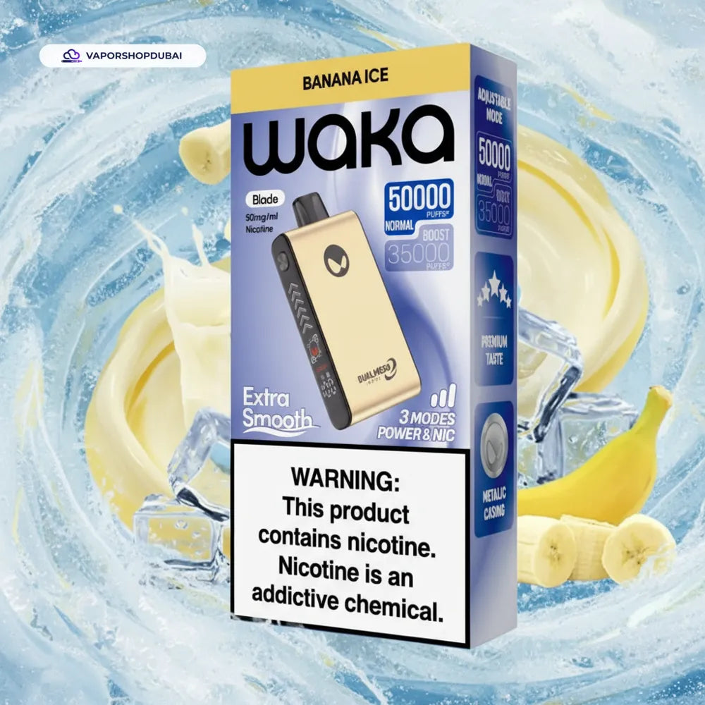 WAKA Blade 50000 Puffs دبي — شبكة ثلاثية (Tri-Mesh)، شفرة (Blade) ووضع التخفي (Stealth Mode) | 55 درهم إماراتي