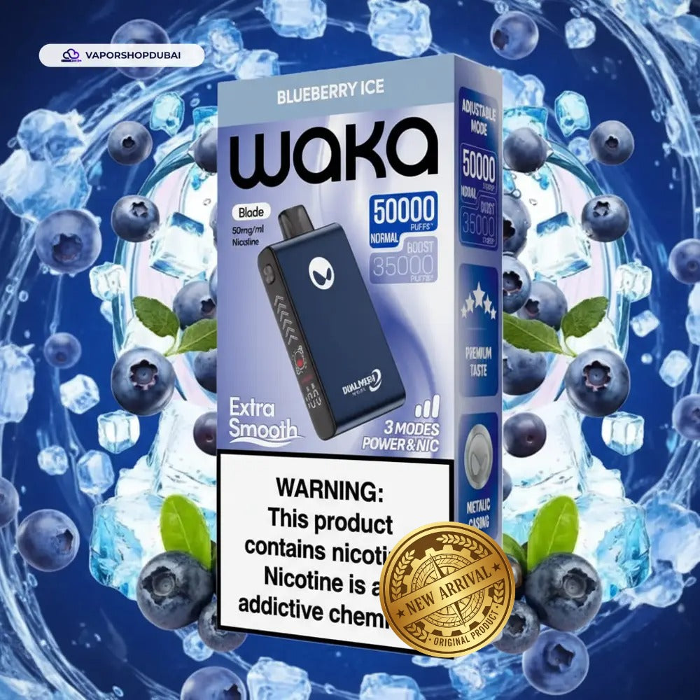 WAKA Blade 50000 Puffs دبي — شبكة ثلاثية (Tri-Mesh)، شفرة (Blade) ووضع التخفي (Stealth Mode) | 55 درهم إماراتي