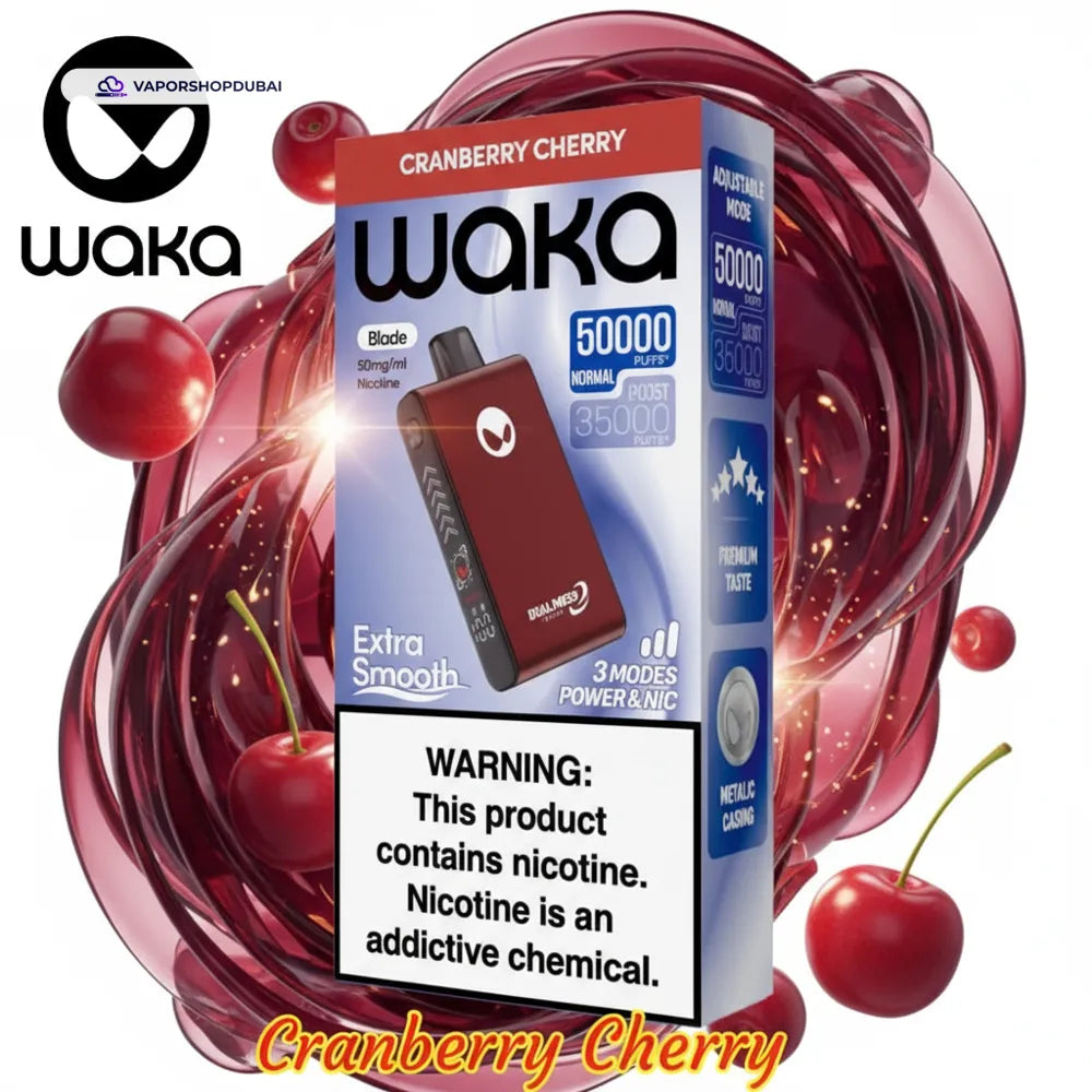 WAKA Blade 50000 Puffs دبي — شبكة ثلاثية (Tri-Mesh)، شفرة (Blade) ووضع التخفي (Stealth Mode) | 55 درهم إماراتي
