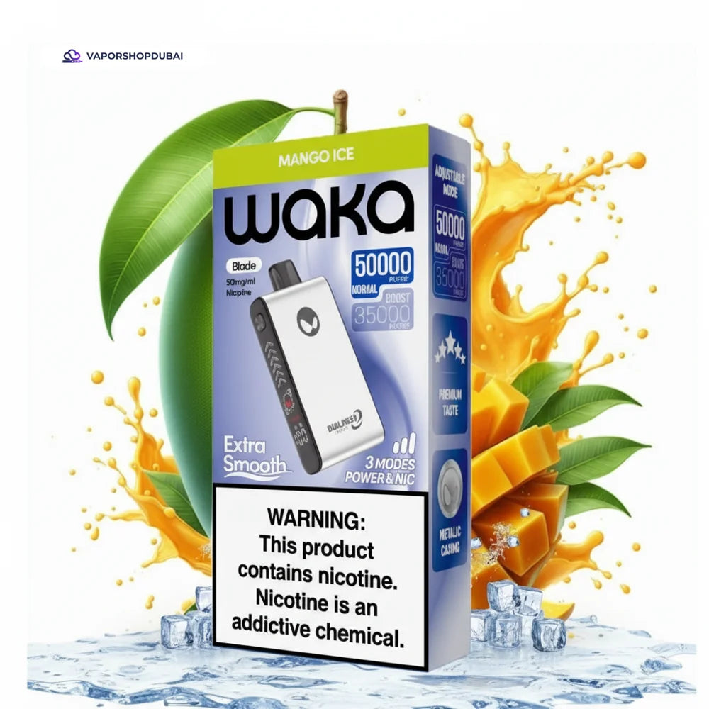 WAKA Blade 50000 Puffs دبي — شبكة ثلاثية (Tri-Mesh)، شفرة (Blade) ووضع التخفي (Stealth Mode) | 55 درهم إماراتي